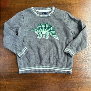 Janie & Jack Baby Boy 3 Charcoal Heather Green  Dinosaur Stegosaurus LS Sweater